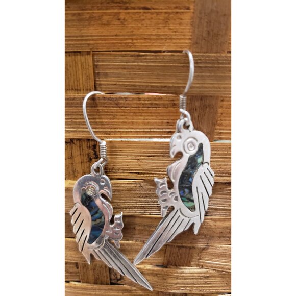 Silver Parrot Earrings Vintage Silver Mexican 925 - Picture 8 of 10